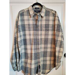 Lee Authentic Clothing Men's shirt button closure Size Large Blue/Tan